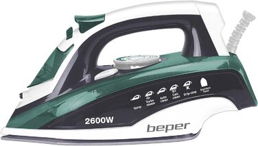 Праска BEPER P204FER003, 2600 Вт, 400 мл, сталева підошва, сухе/парове прасування, регулювання температури, антинакип, захист від протікання, самоочищення