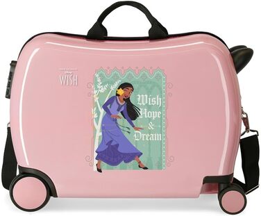 Дитяча валіза Disney Wishes Come True, рожева, ABS, 50x38x20 см, 34 л, 2 колеса, ручна поклажа