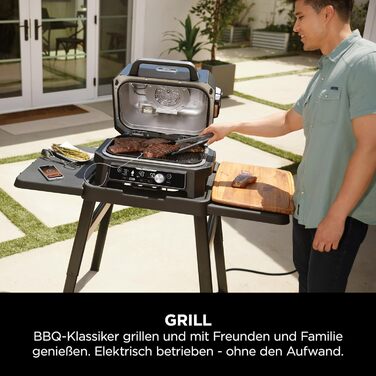 Електричний BBQ смокер-гриль Ninja Woodfire Pro Connect XL з керуванням через додаток, цифровим термощупом, 7-в-1, аерофритюрницею, для вулиці, чорний, OG901EU, з деревними пелетами, захист від негоди