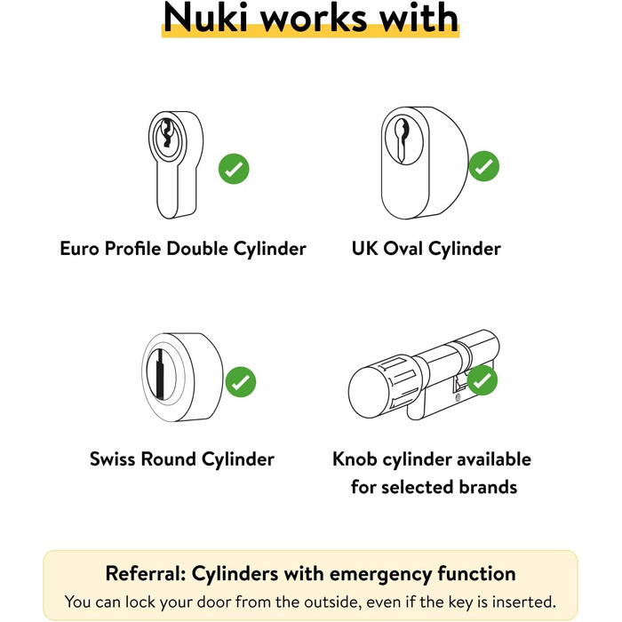 Розумний замок Nuki Smart Lock 3.0 білий, електронний дверний замок для безключового доступу, легке встановлення, сертифікат AV-TEST