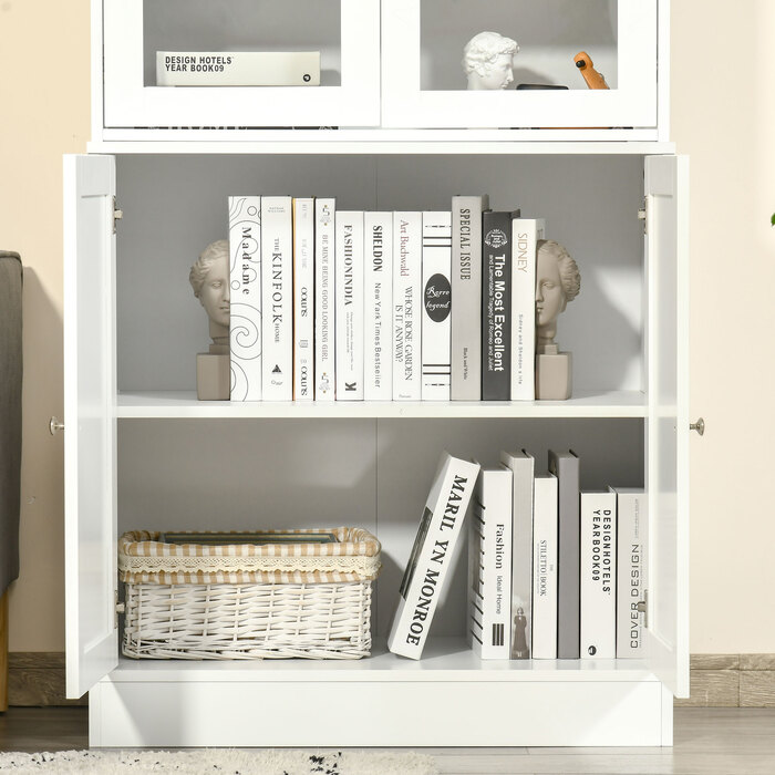 Полична шафа для книг, настінна шафа, стелаж, 2 полиці, 76 см x 40 см x 178,5 см, білий