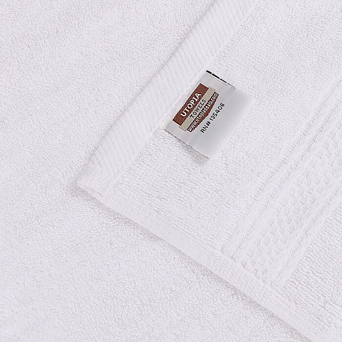 Набір рушників Utopia Towels 8 шт. з бавовни, білі — 2 банних, 2 для рук, 4 для обличчя з петлею