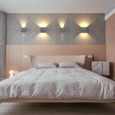 Світильник Klighten 2 шт. LED настінний для дому та вулиці, 12Вт, IP65, тепле світло 3000K, регульований промінь, темно-сірий, для вітальні, спальні, балкона