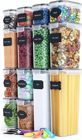 Набір контейнерів для зберігання продуктів Chef's Path, 14 шт, герметичні пластикові ємності без BPA для круп, мюслі, борошна, цукру, макаронів