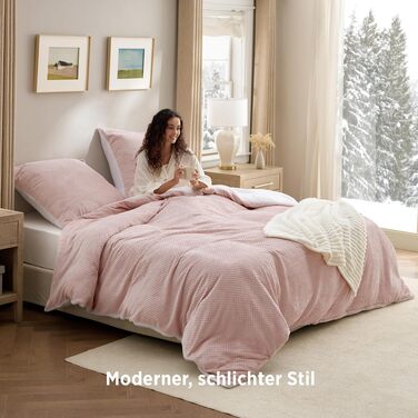 Фланелевий комплект постільної білизни BEDSURE теплий, 3-тілний (Рожевий, ковдра 155x220 см, наволочка 80x80 см)