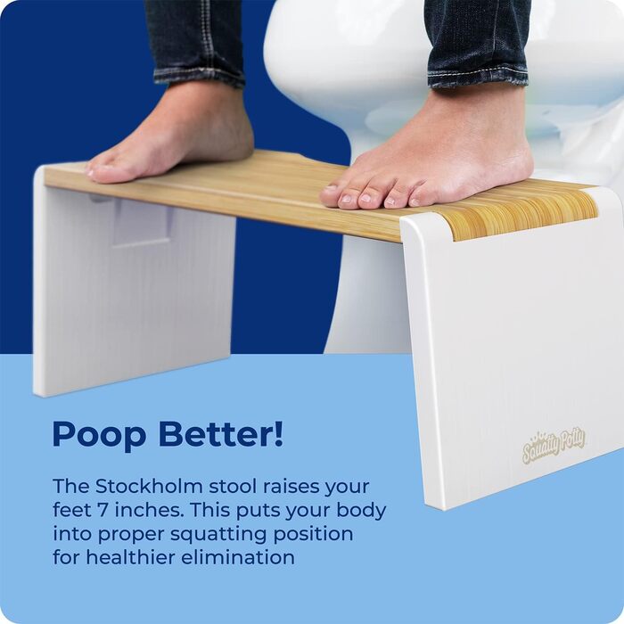 Підставка під ноги для унітазу Squatty Potty Stockholm Bambus, коричнево-біла, 7 дюймів, складана