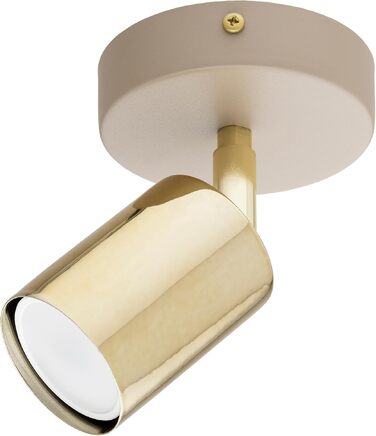 Потоховий світильник-спот Beige, поворотна LED люстра з металу (золота), GU10 для кухні, вітальні та передпокою, сучасний дизайн, 1 лампа