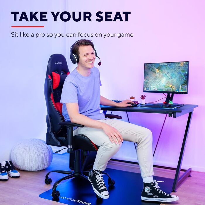 Ігрове крісло Trust Gaming GXT 708R Resto, обертається на 360°, офісне крісло з знімними подушками, регульована висота, фіксація, червоне