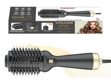 Фен-щітка Beper P301PIS100 1300 Вт, іонізація, 2 швидкості, для об'єму і швидкого сушіння та укладання волосся
