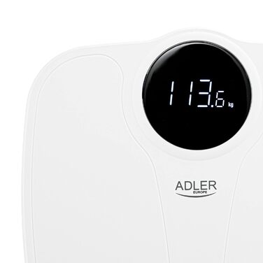 Електронна вага для ванної Adler AD 8172w, до 180 кг, LED-дисплей, біла