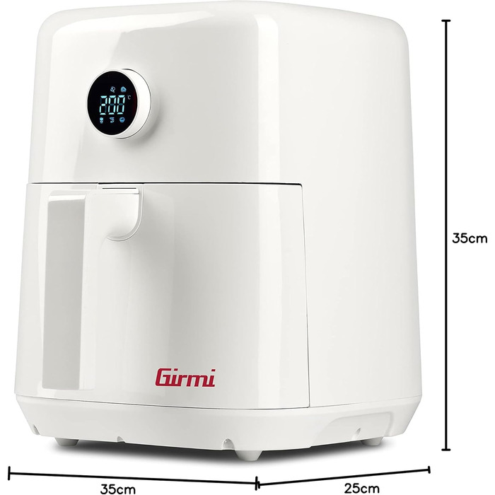 Аерофритюрниця Girmi FG86 Ecofrit Easy на 5 літрів, 1400 Вт, 6 програм, дисплей з поворотним регулятором, таймер, книга рецептів