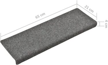 Комплект килимків для сходів vidaXL, 5 шт., світло-сірі, 65x21x4 см, самоклеючі, голкопробивний ворс