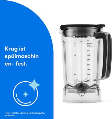 Стаціонарний блендер Nutribullet SmartSense Mixer Combo NBF550DG, 1500Вт, з чашею 1.9л та стаканами 700/900мл, 5 швидкостей, пульсаційний режим, чорний