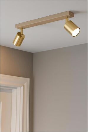 Стельовий світильник-спот LED на 2 лампи GU10, металевий поворотний світильник у стилі модерн для кухні, вітальні та передпокою, золотий