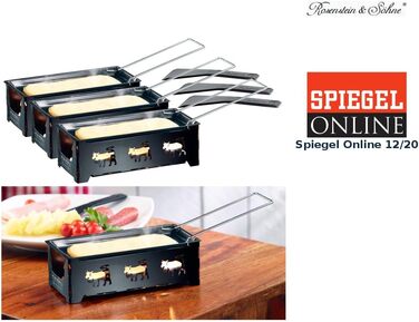 Раклетниця Rosenstein & Söhne на 3 персони, міні-гриль з підсвічниками, набір з 3-х, зі шкребком