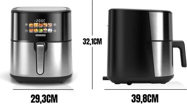 Аерофритюрниця HEINRICHS XXL 9L 10-в-1 з LED-дисплеєм та сенсорним керуванням, потужність 1800W, чаша для посудомийки