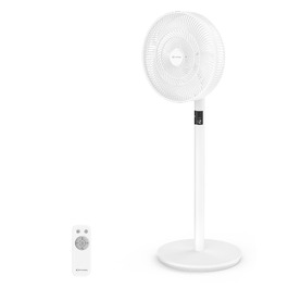 Вентилятор підлоговий MYCARBON DC мотор, надтихий (20дБ), LED дисплей, 12 швидкостей, пульт, 60/90/120° осциляція, таймер 12 год, 14 дюймів, для кімнати до 20 м²