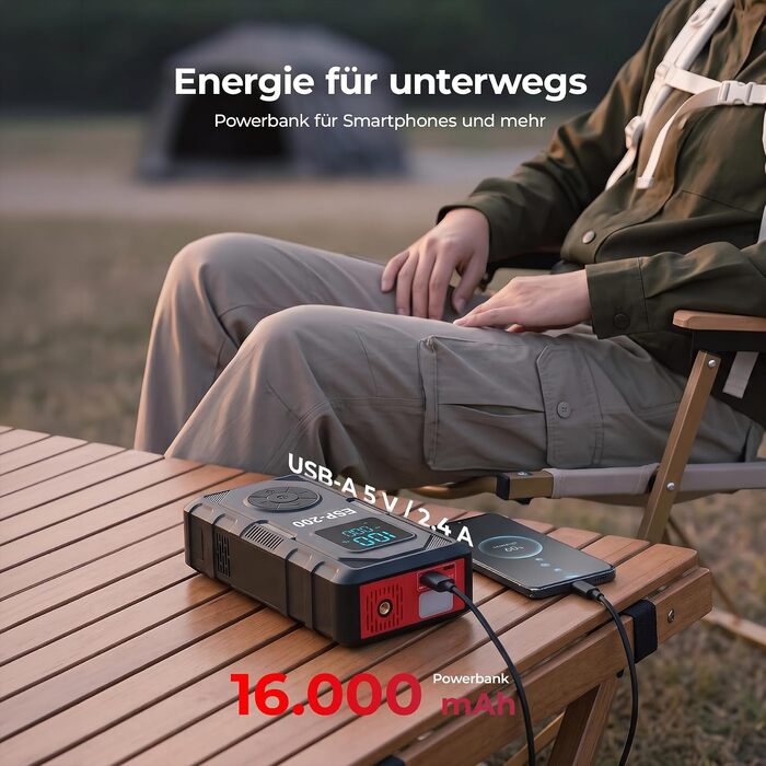 Пусковий пристрій LAUNCH ESP-200 бустер 1600A з компресором 150 PSI та Powerbank для автомобіля