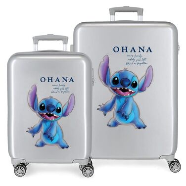 Дитяча бортова валіза Disney Stitch Moods, жорсткий ABS-пластик, кодовий замок, 4 подвійних колеса, ручна поклажа 100 см
