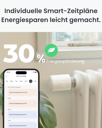 SwitchBot Розумний термостат на радіатор Bluetooth з керуванням через додаток та таймером, енергозбереження, сумісний з Alexa, Apple HomeKit та Home Assistant (потрібен Hub)