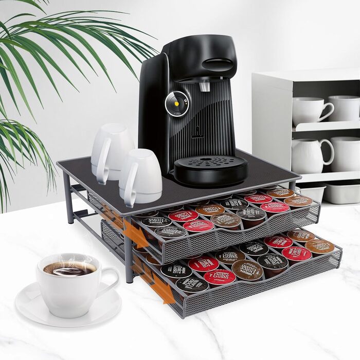 Органайзер для кавових капсул Dolce Gusto на 72 капсул, підставка з 2 висувними шухлядами, стійкий накопичувач для кавомашини