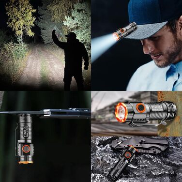 WholeFire Міні LED ліхтарик 1000 люмен USB, водонепроникний, 4 режими, компактний ручний ліхтар для кемпінгу, туризму, екстрених ситуацій