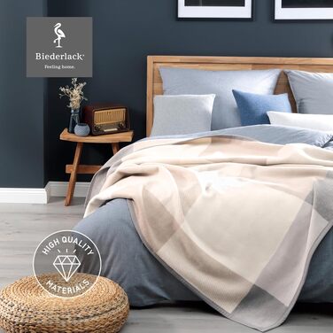 М'яка пледи-ковдра biederlack® Across Beige XXL, великий плед для дивана 220x240 см, бежевий
