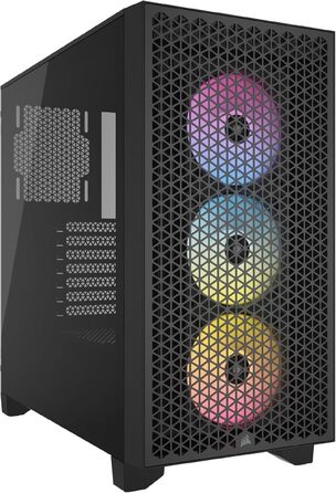 Корпус для ПК CORSAIR 3000D RGB Airflow, середній, чорний, 3 вентилятори AR120 RGB, підтримка трьохслотової відеокарти, до 8 вентиляторів 120 мм, високий повітряний потік