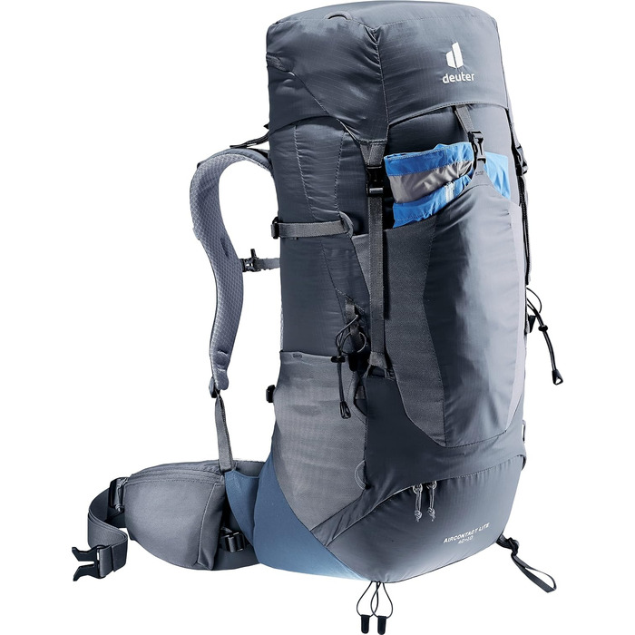 Рюкзак для трекінгу Deuter Aircontact Lite 40+10 л, чорний-синій, легкий, одноколірний
