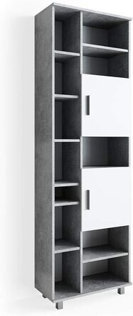 Високий шафа для ванної Vicco Ilias, бетон/білий, 60x190 см