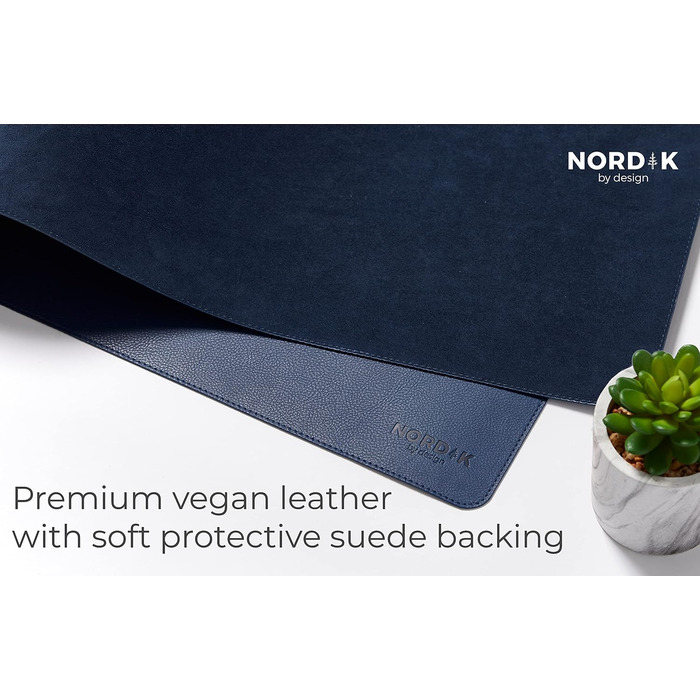 Килимок для столу Nordik з екошкіри та фетру, органайзер для кабелів (Midnight Blue, 89 x 43 см) — великий преміум килимок для миші та підкладка під письмо для домашнього офісу