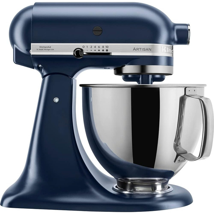 Кухонна машина KitchenAid Artisan — планетарний міксер з чашами з нержавіючої сталі 4.8 л (2 шт.), 5 аксесуарів, колір Ink Blue