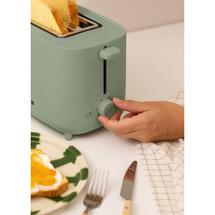 Тостер CREATE TOAST STUDIO Salbeigrün - 6 режимів, піддон для крихт, термостат, розморожування, підігрів, 2 широкі слоти, 750W