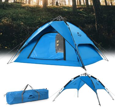 Автоматичний кемпінговий намет Naturehike Pop Up для 3-4 осіб, двошаровий купольний сімейний намет з чохлом для перенесення