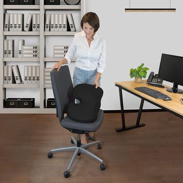 Подушка ортопедична для сидіння Bonmedico з Memory Foam Gel: для офісного крісла, авто, візка - чорна сітка (Стандарт), 45x35x7 см, до 90 кг