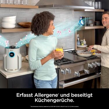 Повітряний фільтр Shark NeverChange HP150EU: для кімнат до 60 м², HEPA-фільтр на 5 років, уловлює 99,97% алергенів, авто-режим, тиха робота, LED-дисплей, білий