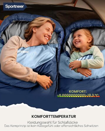 Спальний мішок Sportneer Outdoor у формі ковдри, двоколірний (темно-синій/світло-синій), 220x80 см, 2 кг