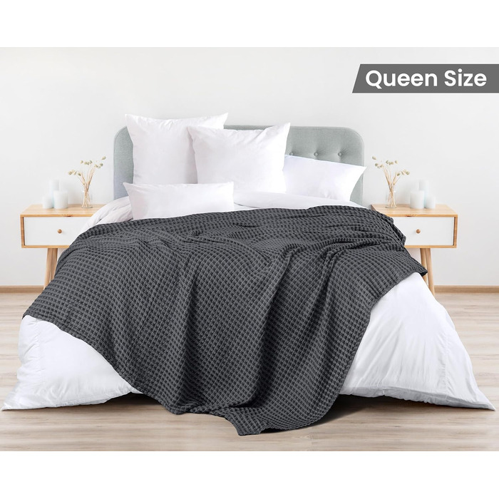 Комплект вафельних ковдр Utopia Bedding з 100% бавовни, літні легкі ковдри (4 шт.), 228x228 см, антрацит