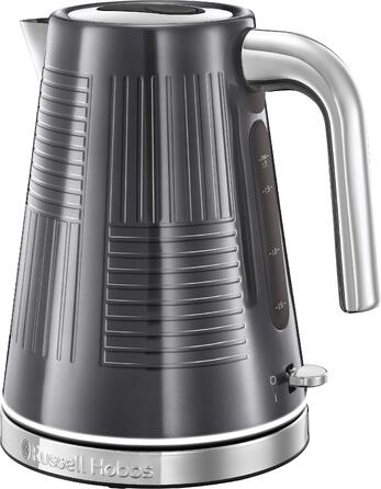 Тостер Russell Hobbs Geo Edelstahl Grau на 2 тости, нержавіюча сталь, сірий. Широкі слоти, підставка для булочок, 6 режимів, розморожування, підігрів, швидкий нагрів 1640 Вт