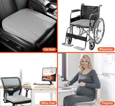 Автомобільна подушка Lofty Aim з піни Memory Foam для водія: підтримка спини, зняття болю при ішіасі, для автокрісла, офісного крісла, візка (сіра, PU-шкіра, 4D Mesh)
