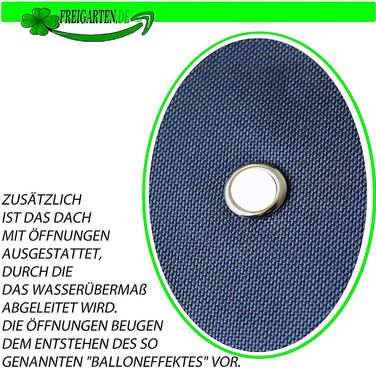 Змінний дах для павільйону 3x3 м freigarten.de, водовідштовхувальний, Panama PVC Soft 370 г/м², посилений, модель 1, морський синій