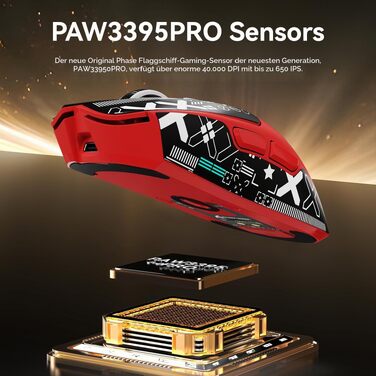 Ігрова миша Attack Shark X1 White/B-Red: сенсор PixArt PAW3395PRO, 40000 DPI, вага 53г, RGB док-станція з тачпадом, бездротова (BT/2.4G) та дротова, для Win11/Xbox/PS/Mac