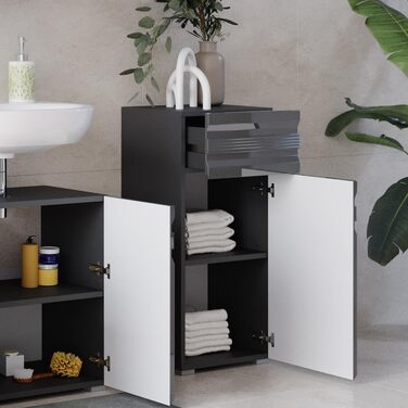 Пенал для ванної Vicco Freddy, антрацит глянець, 36x79 см