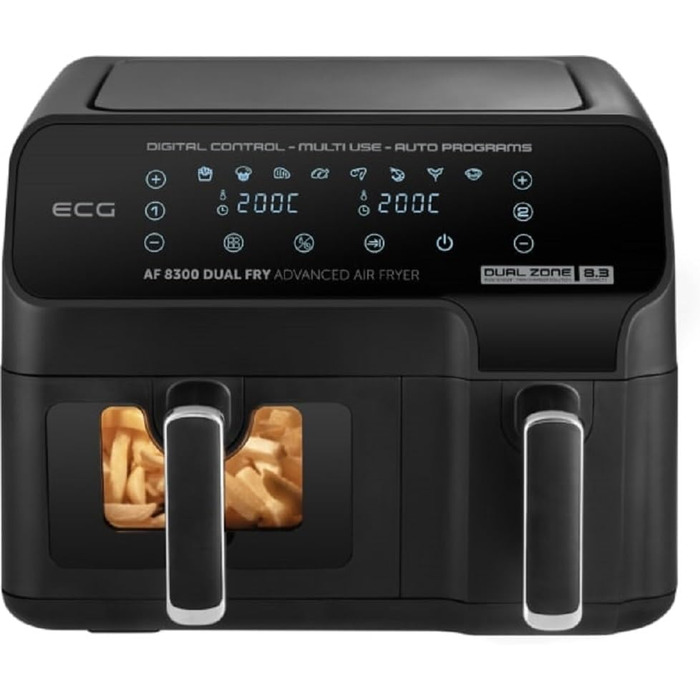 Фритюрниця ECG AF 8300 Dual Fry, 8,3 л, 2700 Вт, подвійна чаша, електрична