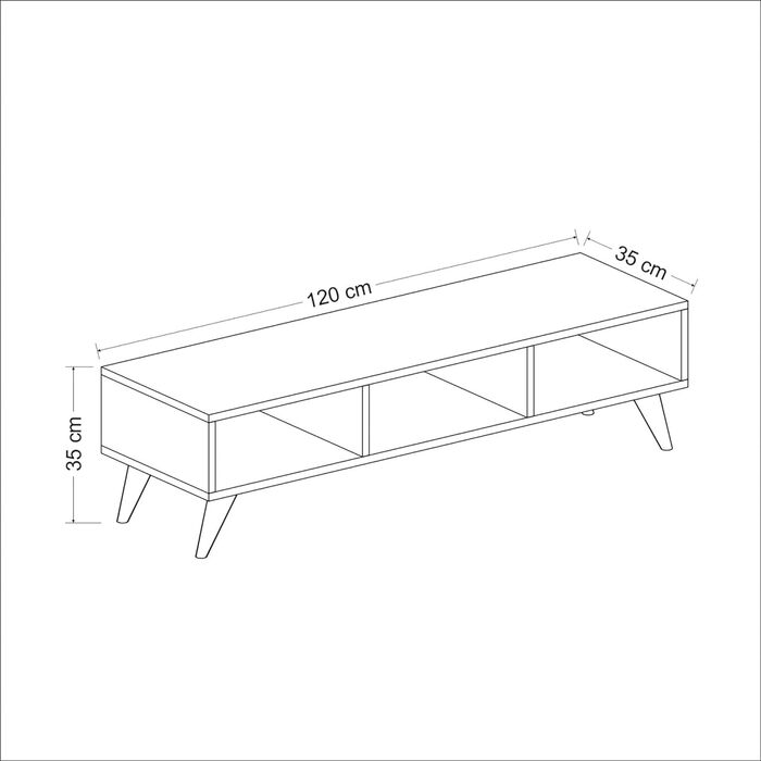 ТВ-тумба en.casa Aaskov з 3 полицями, комод під телевізор, 35x120x35 см, білий