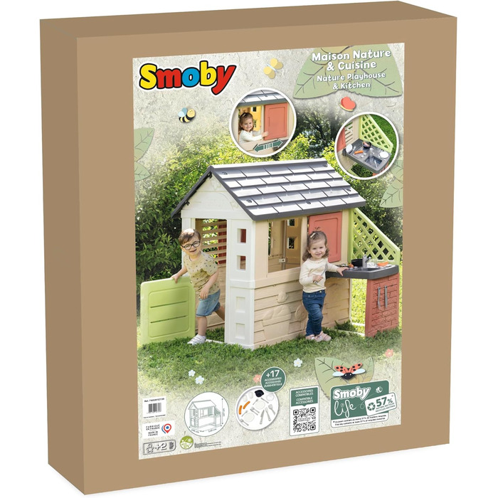 Дитячий ігровий будиночок Smoby Life Natura з кухнею, 2+ роки, з аксесуарами 7600810739