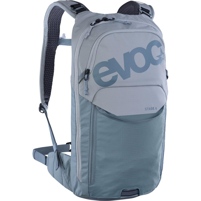 Рюкзак EVOC STAGE 6 Stone-Steel, з регульованими лямками BRACE LINK, спинною вентиляцією AIR FLOW CONTACT SYSTEM, відділенням для інструментів, без гідратора, універсальний розмір