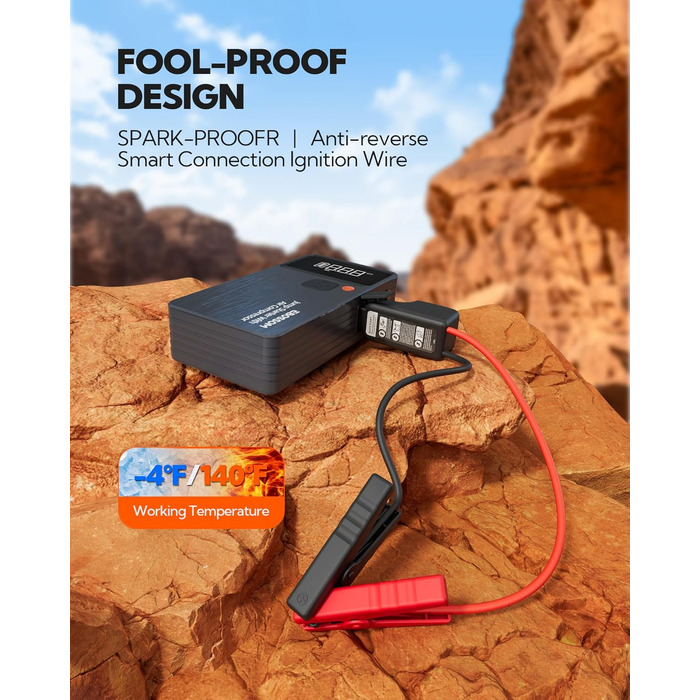 Бустер-пусковий пристрій для авто JC8 8000mAh 7-в-1: портативний компресор, Powerbank, LED-ліхтарик та USB-C зарядка, автомобільний jump starter