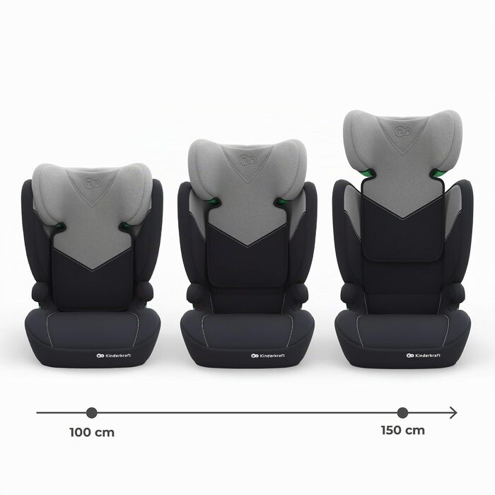 Дитяче автокрісло Kinderkraft I-SPARK 2 PRO (100-150 см), i-Size, 2 в 1, чорне/сіре