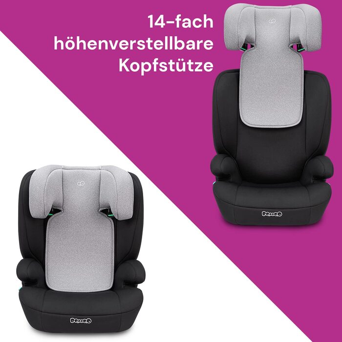 Дитяче автокрісло Booboo Safety Oslo без Isofix, i-Size 100-150 см, з підголівником, від 3 років, чорний/сірий